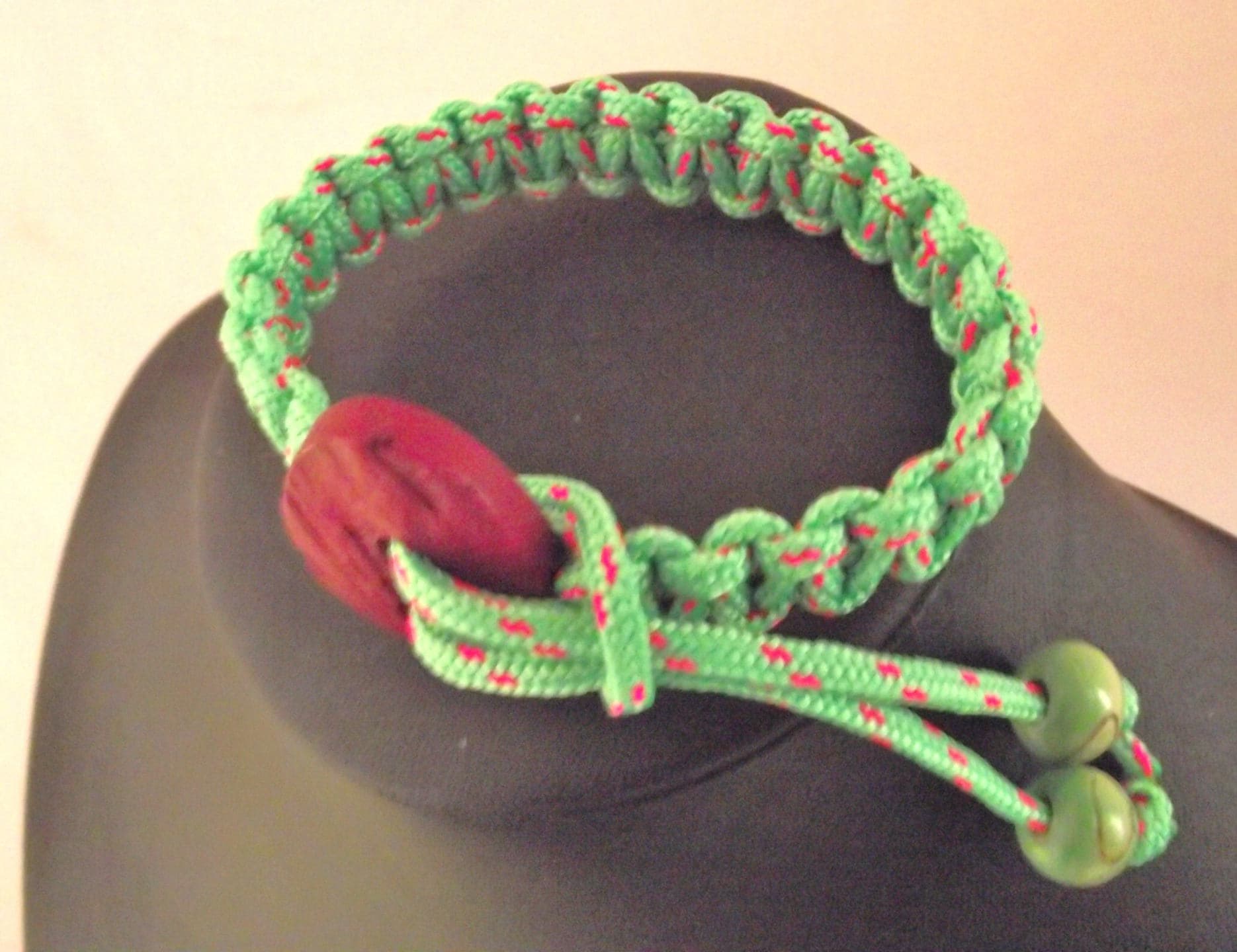 Makramee-Armband, Grünes Fall Aus Polyester Mit Knopfverschluss, 18, 5 cm, Damen von BijouxBoutonsTrieux