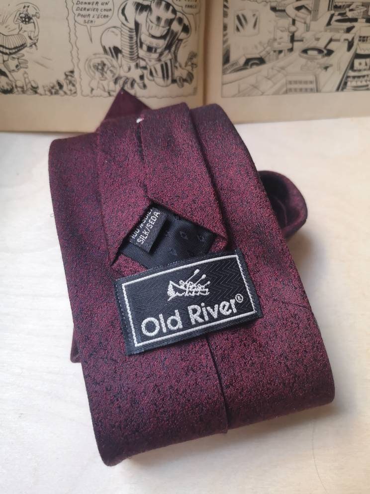 Vintage Old River Seidenkrawatte 100% Seide Retro Herren Accessoire Second Hand Krawatte Montreal Canadian Shop Made in Canada von BijouxCarcajou