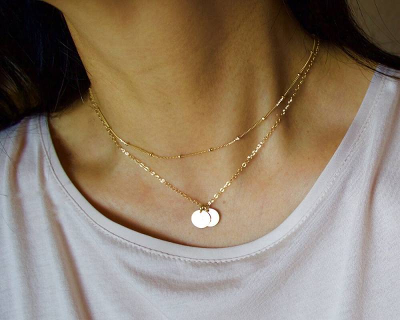 Gold Initial Disc Layering Halsketten-Set Personalisierte Satellitenkette von BijouxMEE