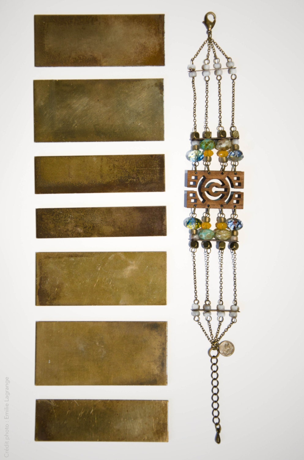 Ethnisch Ubirr_ Armband Aus Lasergeschnittenem Palisander Mit Glas - Und Messingperlen Ethnisch Ubirr_ Armband Aus Lasergeschnittenem Palisander Mit Glas - Und Messingperlen von BijouxMissGigi