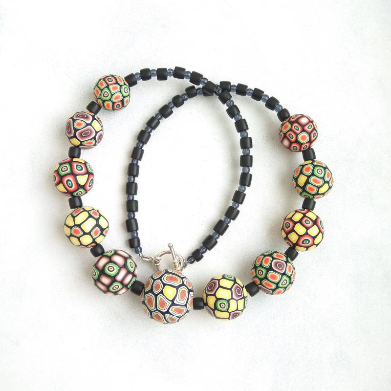 Schwarz Und Regenbogen Statement Halskette, Große Perlen Bunte Mode Einzigartigen Schmuck von BijouxRI