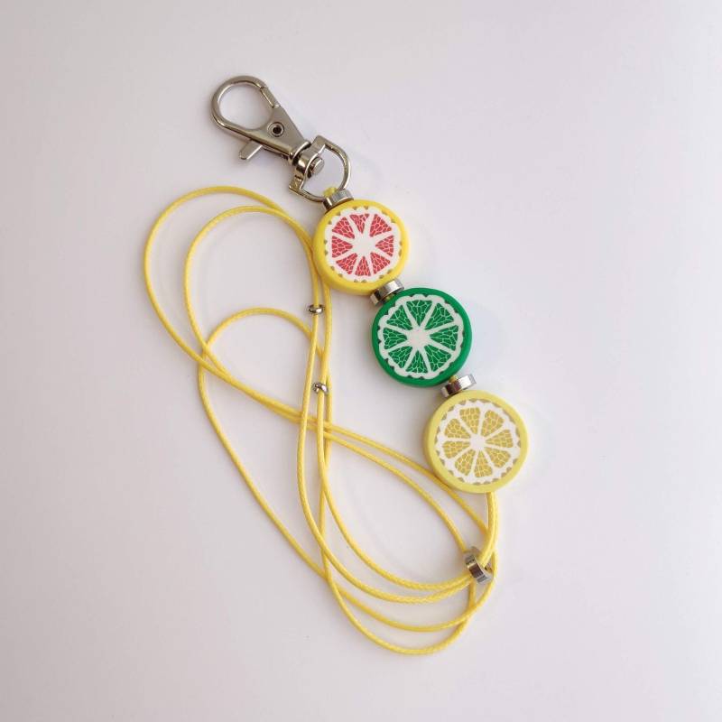Zitrus Scheibe Lanyard Halskette Fimo Perlen Ausweishalter von BijouxRI