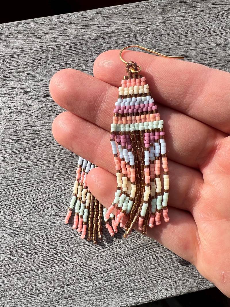 Multicolor Miyuki Beaded Dangle Earrings Handmade With Miyuki Delicate Beads von BijouxSamedi