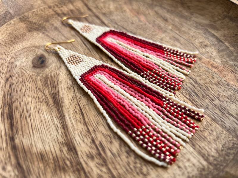 Rainbow Golden Moon Miyuki Beaded Dangle Earrings Boho Style von BijouxSamedi