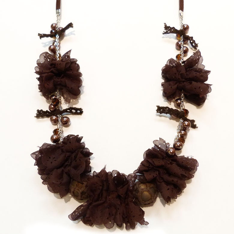Lange Halskette Sautoir-Halskette Für Damen - Auswahl Aus Perlen, Bändern, Gothic-Spitze, Braun Oder Goldenen Und Braunen Perlen von BijouxSoyokayFrance