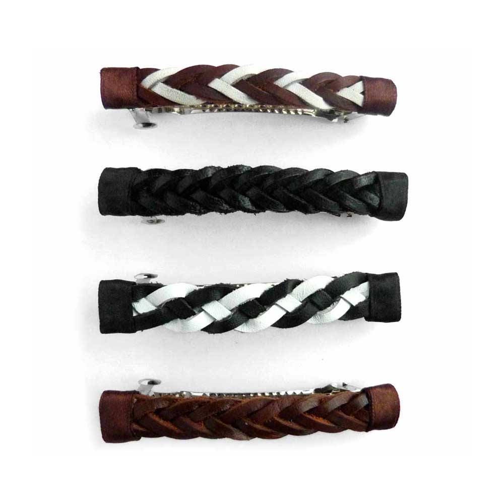 Mittelgroßer Haarspangenzopf Aus Braunem, Schwarzem Oder Zweifarbigem Leder Mittelgroßer Haarspangenzopf Aus Braunem, Schwarzem Oder Zweifarbigem Leder von BijouxSoyokayFrance