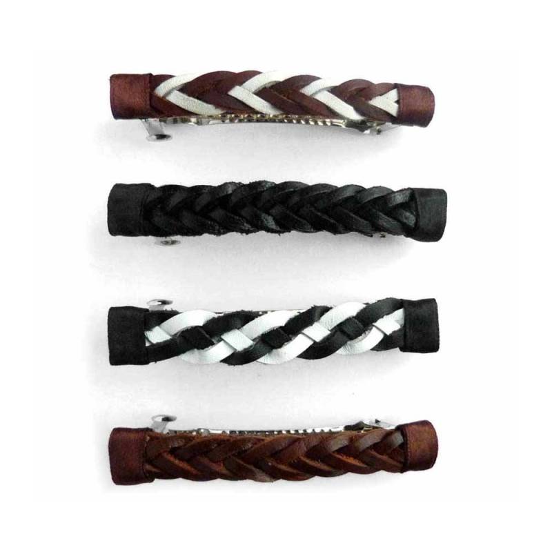 Mittelgroßer Haarspangenzopf Aus Braunem, Schwarzem Oder Zweifarbigem Leder Mittelgroßer Haarspangenzopf Aus Braunem, Schwarzem Oder Zweifarbigem Leder von BijouxSoyokayFrance