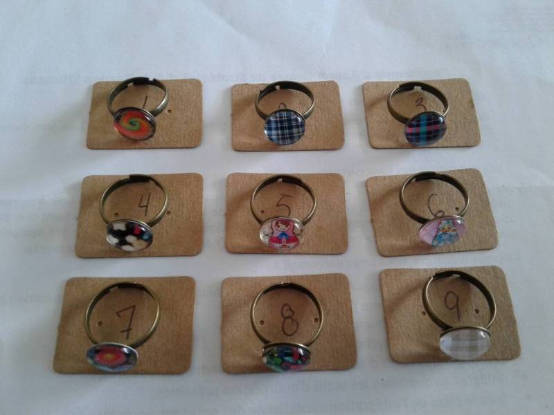 Verstellbare Messingringe Mit 12 Mm Cabochon von Bijouxcin