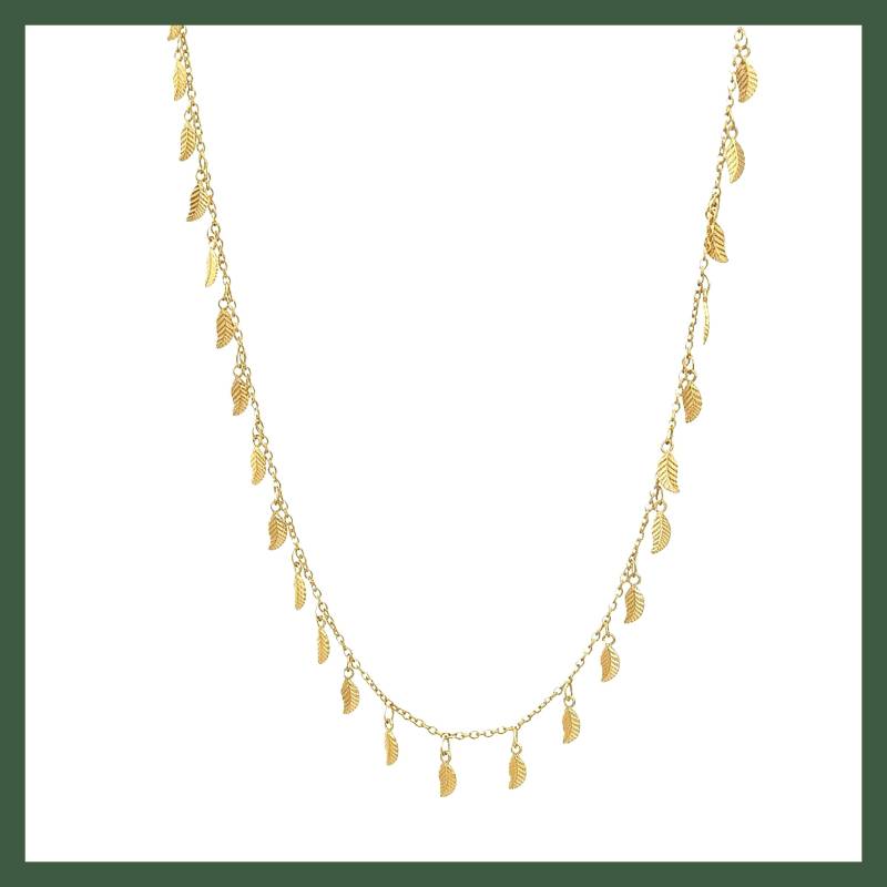18 Karat Vergoldete Halskette Mit Mini-Blattkette von Bijouxdeparis
