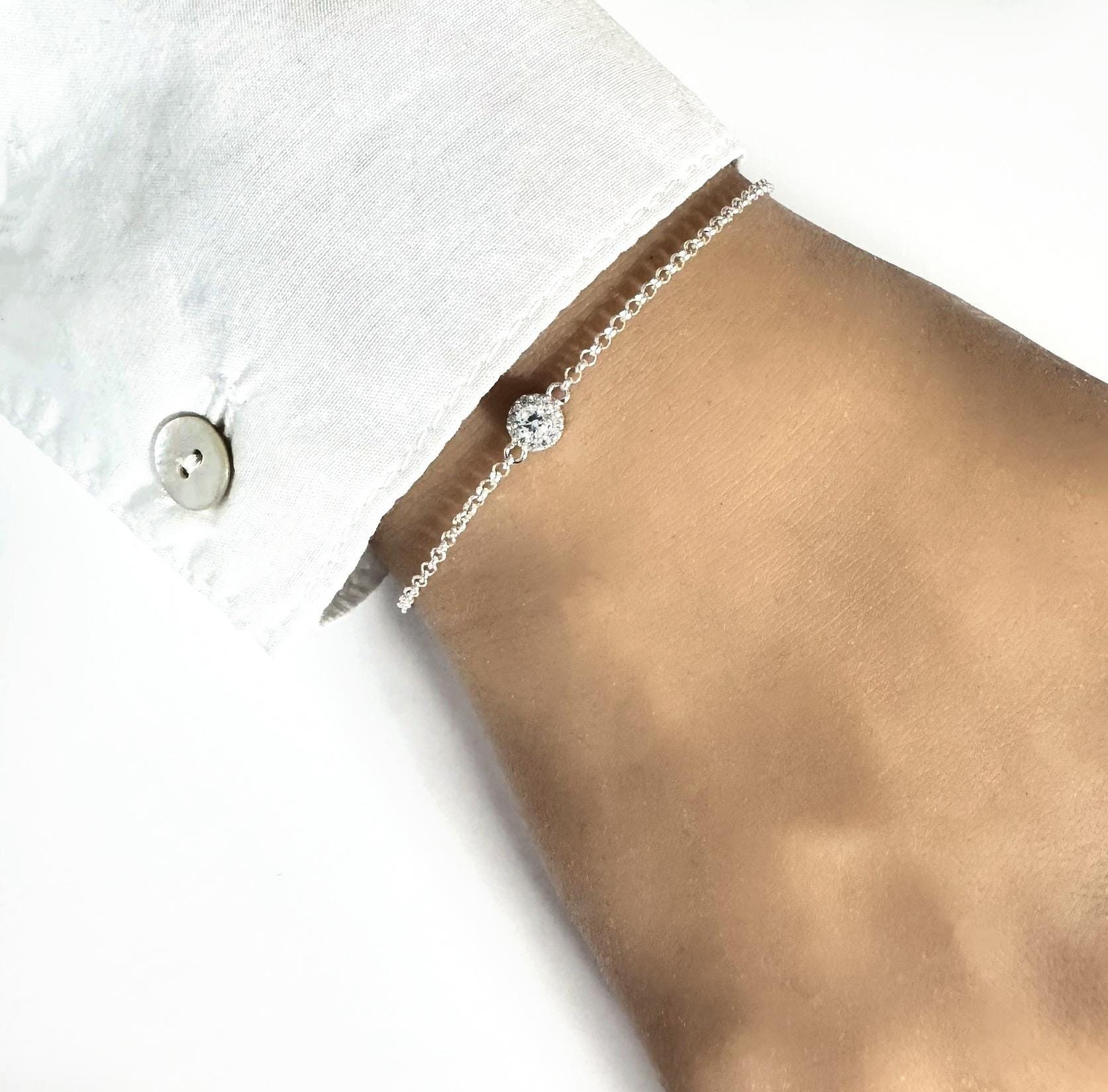 Solitär-Kettenarmband Aus 925Er Silber Mit Strasssteinen von Bijouxdeparis