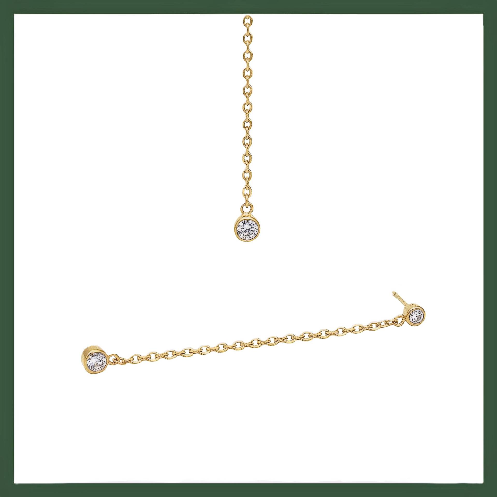 Solitär-Ohrhänger Mit Geschlossen Gefassten Zirkoniaketten, 18 Karat Vergoldet von Bijouxdeparis