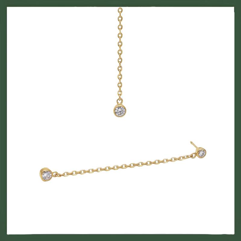 Solitär-Ohrhänger Mit Geschlossen Gefassten Zirkoniaketten, 18 Karat Vergoldet von Bijouxdeparis