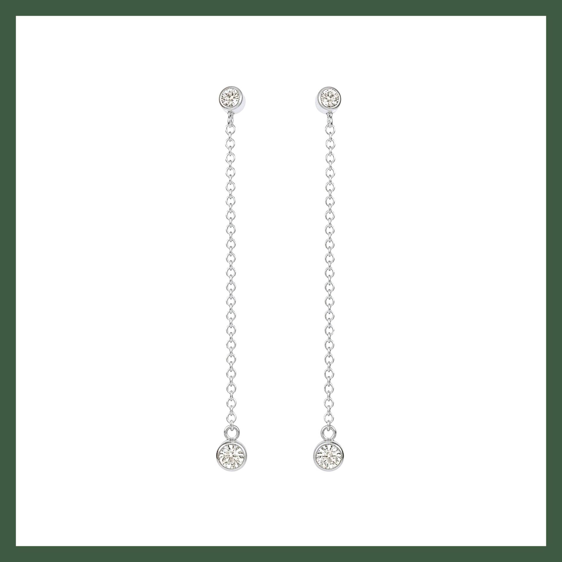 Solitär-Ohrhänger Mit Geschlossen Gefassten Zirkoniaketten in 925Er Silber von Bijouxdeparis