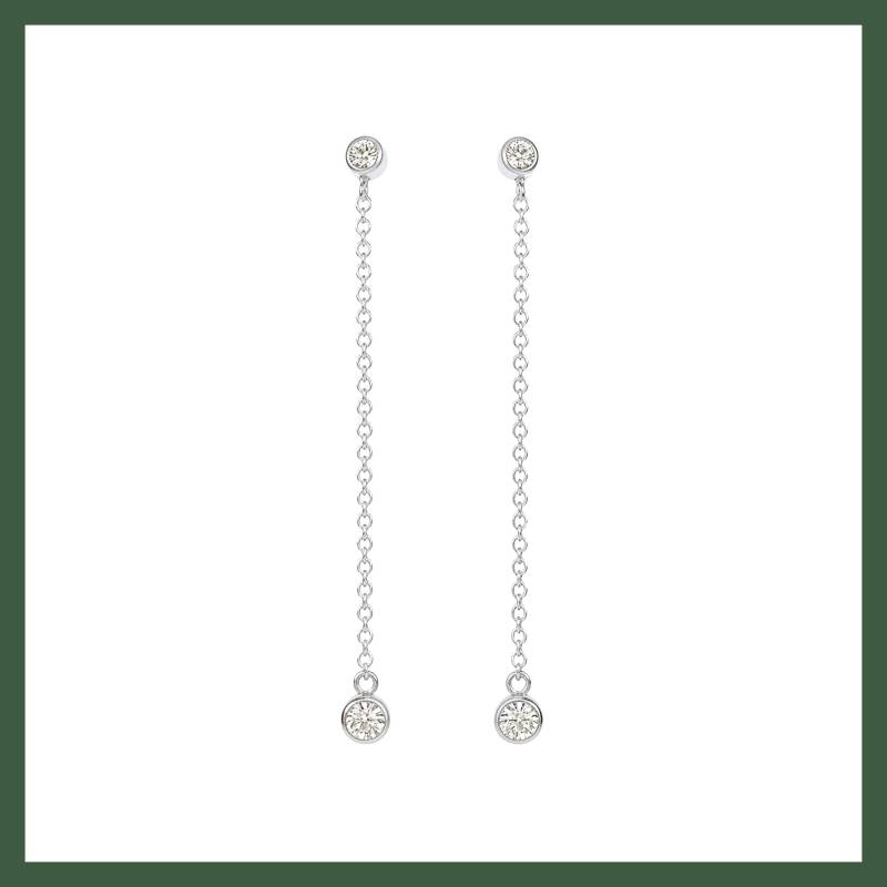 Solitär-Ohrhänger Mit Geschlossen Gefassten Zirkoniaketten in 925Er Silber von Bijouxdeparis