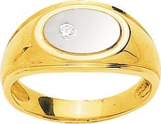 Bijouxenvogue Herrenring aus 18 Karat Gelb- und Weißgold mit 0,04 ct Diamant Größe 56 von Bijouxenvogue