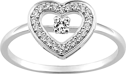 Bijouxenvogue Herzring aus rhodiniertem Silber mit Zirkonium Größe 61 von Bijouxenvogue
