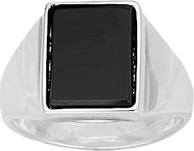 Bijouxenvogue Onyx-Rhodinierten Silberring Größe 61 von Bijouxenvogue