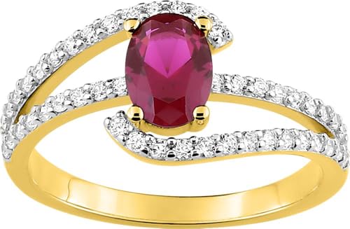 Bijouxenvogue Ring aus rhodiniertem Gold mit rotem Zirkon. Größe 60 von Bijouxenvogue