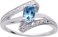 Bijouxenvogue Ring aus rhodiniertem Silber mit Zirkon und blauen Zirkonien. Größe 53 von Bijouxenvogue