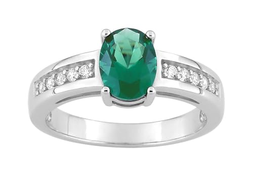 Bijouxenvogue Ring aus rhodiniertem Silber mit grünem Zirkon Größe 53 von Bijouxenvogue