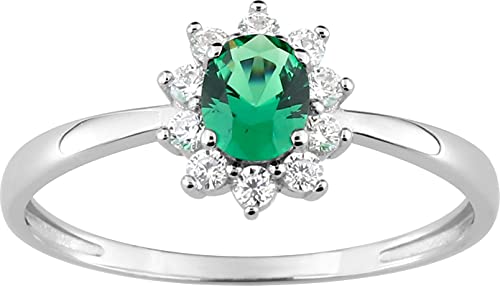 Bijouxenvogue Ring aus rhodiniertem Silber mit grünem Zirkon. Größe 49 von Bijouxenvogue