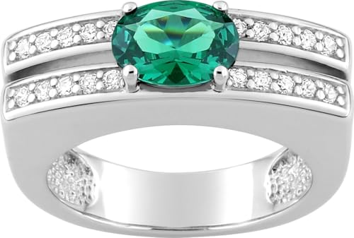 Bijouxenvogue Ring aus rhodiniertem Silber mit grünem Zirkonium Größe 55 von Bijouxenvogue