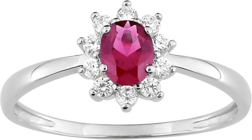 Bijouxenvogue Ring aus rhodiniertem Silber mit rotem Zirkon. Größe 57 von Bijouxenvogue