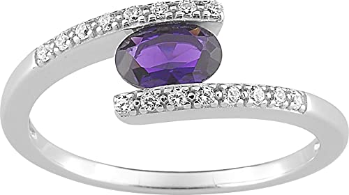 Bijouxenvogue Ring aus rhodiniertem Silber mit violettem Zirkonium Größe 51 von Bijouxenvogue