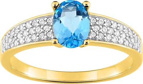 Bijouxenvogue Ringe aus rhodiniertem Gold mit Zirkonia und blauen Zirkonien Größe 61 von Bijouxenvogue