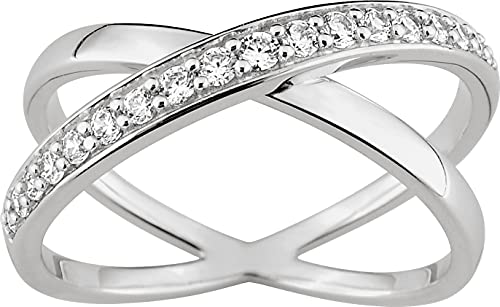 Bijouxenvogue Silberring mit rhodinierten Zirkonien Größe 53 von Bijouxenvogue