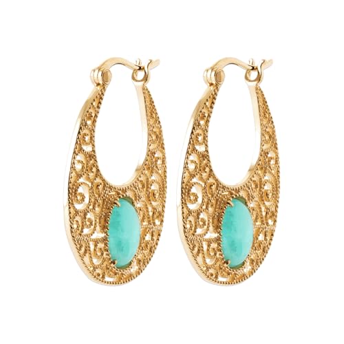 Ohrringe Creolen aus vergoldetem Amazonit von Bijouxenvogue