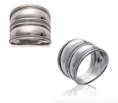 Breiter geriffelter Ring aus massivem Sterling-Silber 925/1000, Unisex-Größen – 64 von Bijouxia