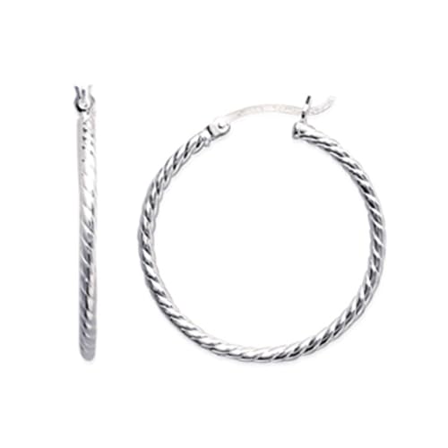 Ohrringe, Creolen, gedreht, aus massivem Sterling-Silber 925/1000, Silber von Bijouxia