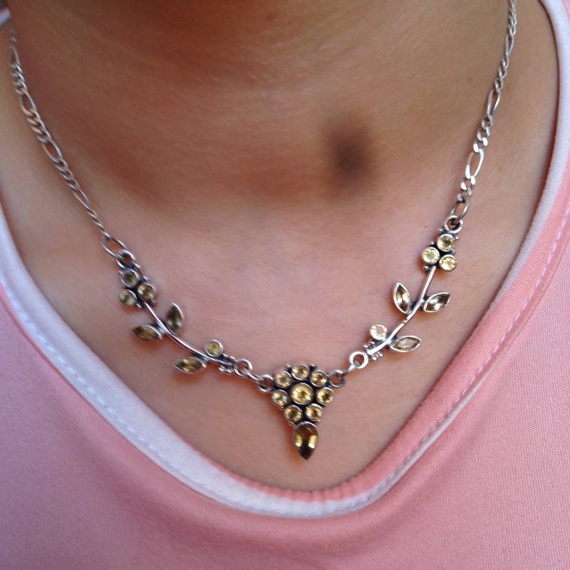 925 Pierre Naturel Collier Argent, Fait A Main, Silber Halskette Handgemacht von Bijouxtuarege