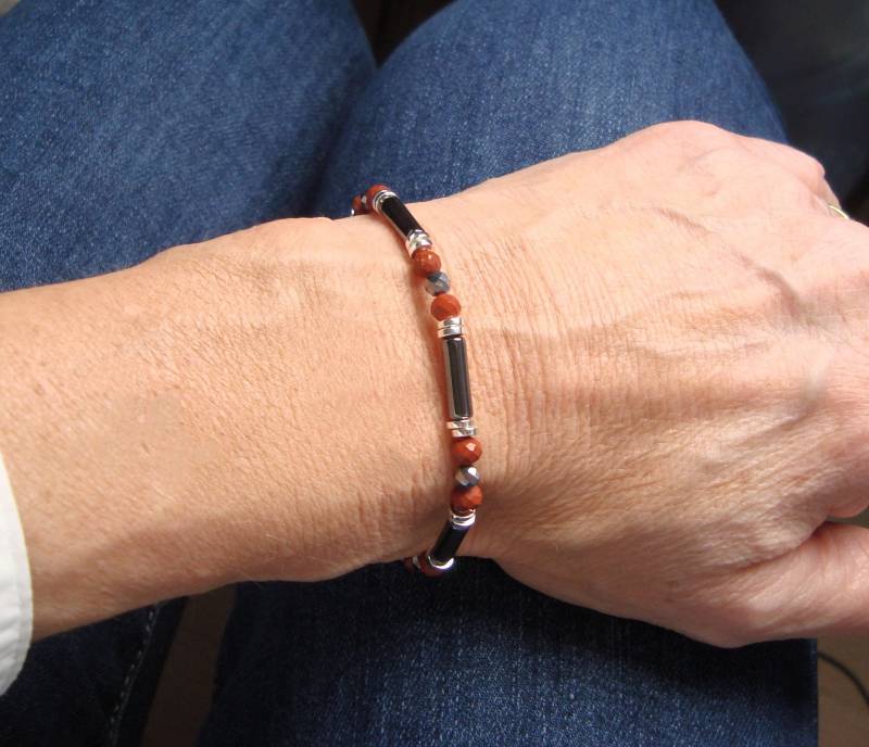 Hämatit - Und Rotjaspis-Armband, 925Er Silber Oder 14 Karat Vergoldet von Bijouxzenitudech