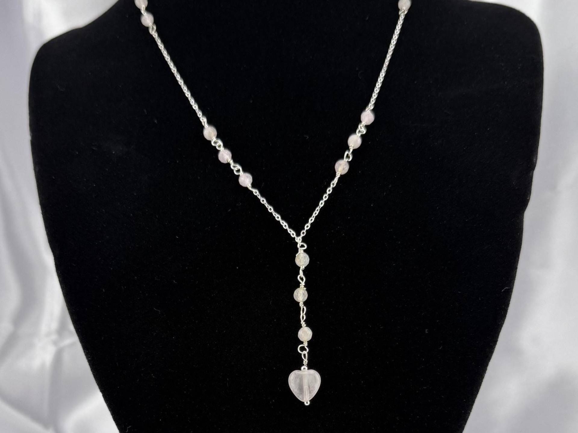 Rosenquarz Halskette, 925 Sterling Silber Oder 14K Gold, Halbedelstein Schmuck von Bijouxzenitudech