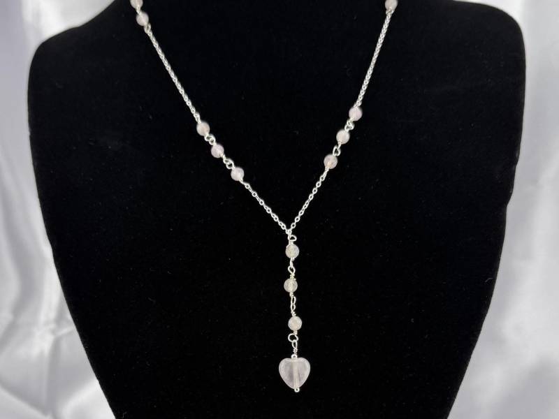 Rosenquarz Halskette, 925 Sterling Silber Oder 14K Gold, Halbedelstein Schmuck von Bijouxzenitudech