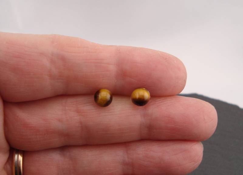 Tigerauge-Ohrstecker, 925Er Sterlingsilber, Halbedelsteinschmuck, 6 Mm, Natursteinschmuck, Geschenk Für Sie von Bijouxzenitudech