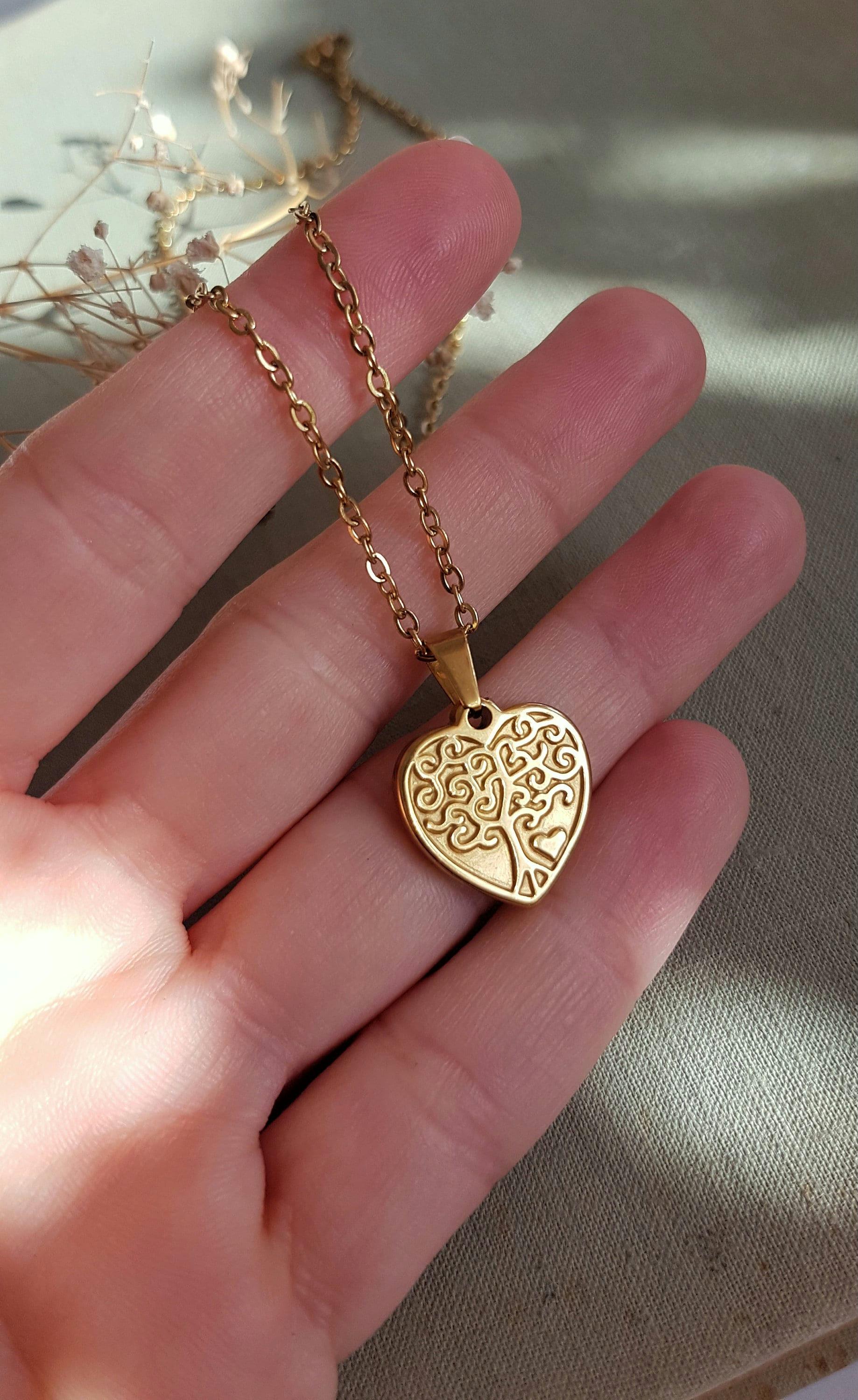 Baum Des Lebens Herz Halskette, Symbol Geschenk Medaillon Schmuck, No-Tarnish Gold Edelstahl, Wachstum Talisman Für Leben, Liebe, Beziehungen von BijuBrill