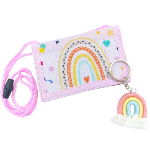 Bikasun Regenbogen Brustbeutel Kinder mit Schlüsselanhänger, Boho Geldbörse Geldbeutel für Mädchen, Geldbeutel zum umhängen, Brieftasche Kleine, Geburtstag Geschenk von Bikasun