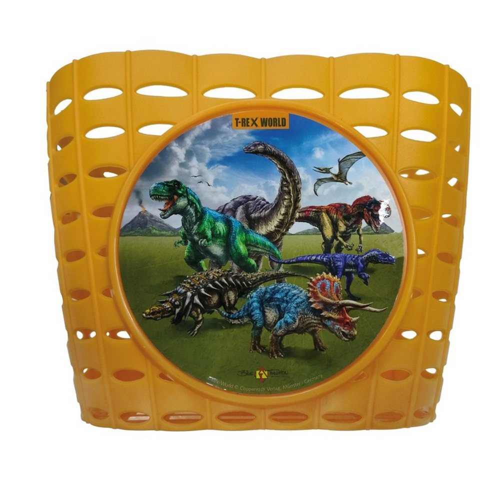 Bike Fashion Fahrradkorb Kinderkorb T-Rex World gelb, mit Dinosaurier-Motiv von Bike Fashion