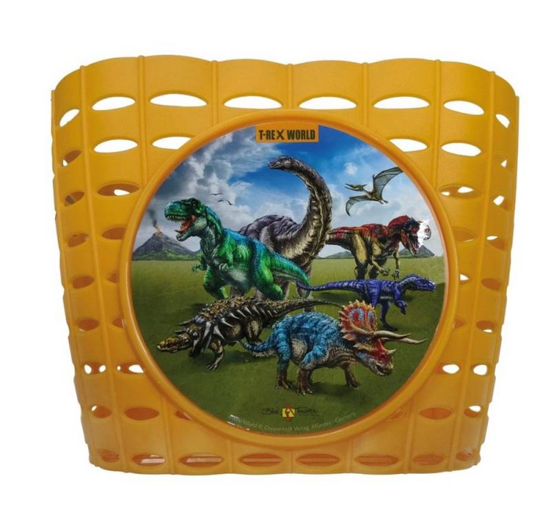 Bike Fashion Fahrradkorb Kinderkorb T-Rex World gelb, mit Dinosaurier-Motiv von Bike Fashion