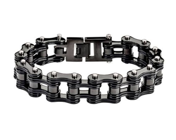 Alle Schwarze Pulverbeschichtung 3/4 Zoll Breit Doppelt Link Design Unisex Edelstahl Motorrad Kettenarmband Alle Schwarze Pulverbeschichtung 3/4 Zoll Breit Doppelt Link Design Unisex Edelstahl Motorrad Kettenarmband von BikeChainJewelryCo