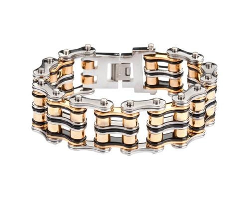 Heavy-Metal Edelstahl Kette Fahrrad Armband Tri-Color 1" Weit Schwerer Metallkonstruktionen Biker-Schmuck Heavy-Metal Edelstahl Kette Fahrrad Armband Tri-Color 1" Weit Schwerer Metallkonstruktionen Biker-Schmuck von BikeChainJewelryCo