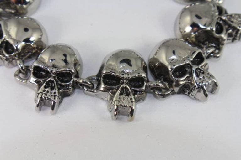 Heavy Metal Vampire Skull Herren Armband 21, 5 cm Wunschgrößen Verfügbar Daytona Candy Tattoo von BikeChainJewelryCo