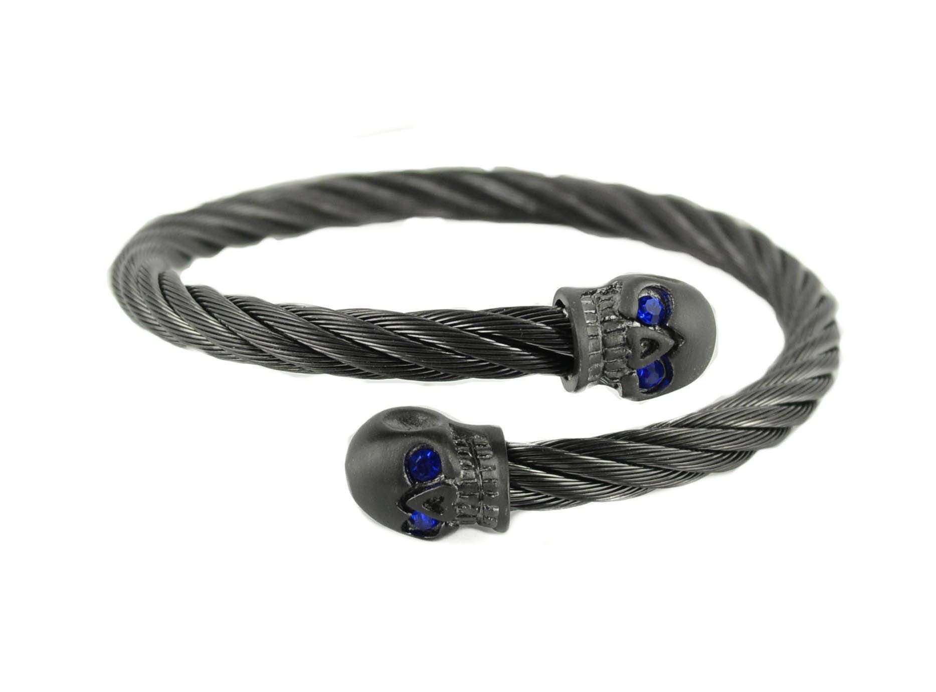 Rotguss Verdrahtet Schädel-Armband Mit Edelstahl-Saphir Nachahmung Augen Motorrad Biker-Schmuck Rotguss Verdrahtet Schädel-Armband Mit Edelstahl-Saphir Nachahmung Augen Motorrad Biker-Schmuck von BikeChainJewelryCo