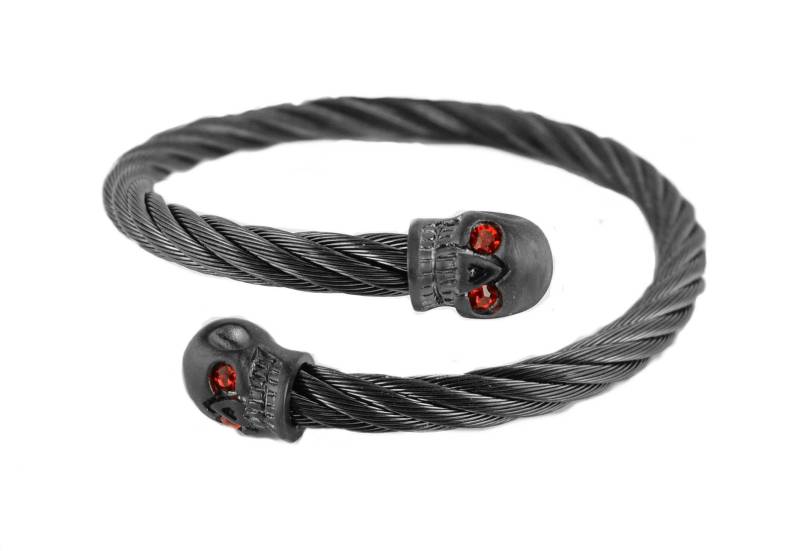 Rotguss Verdrahtet Schädel-Armband Mit Rubin Nachahmung Augen Edelstahl Motorrad Biker-Schmuck Rotguss Verdrahtet Schädel-Armband Mit Rubin Nachahmung Augen Edelstahl Motorrad Biker-Schmuck von BikeChainJewelryCo