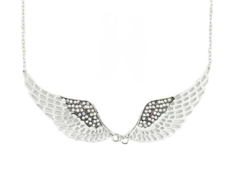 Weiß Lackiert Geflügelte Kette Regenbogen Imitation Kristalle von BikeChainJewelryCo