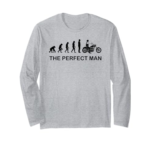 Biker Evolution Perfect Man Motorradfahrer Langarmshirt von Biker Evolution Funny Perfect Man Motorrad