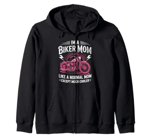 Biker-Mama wie eine Normale Mutter, Aber cooleres Lustiges Motorrad Kapuzenjacke von Biker Mom Design Apparel